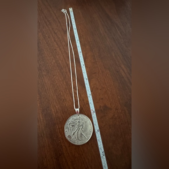 Silver and Gold Coin Pendant Necklace Set - Picture 3 of 4